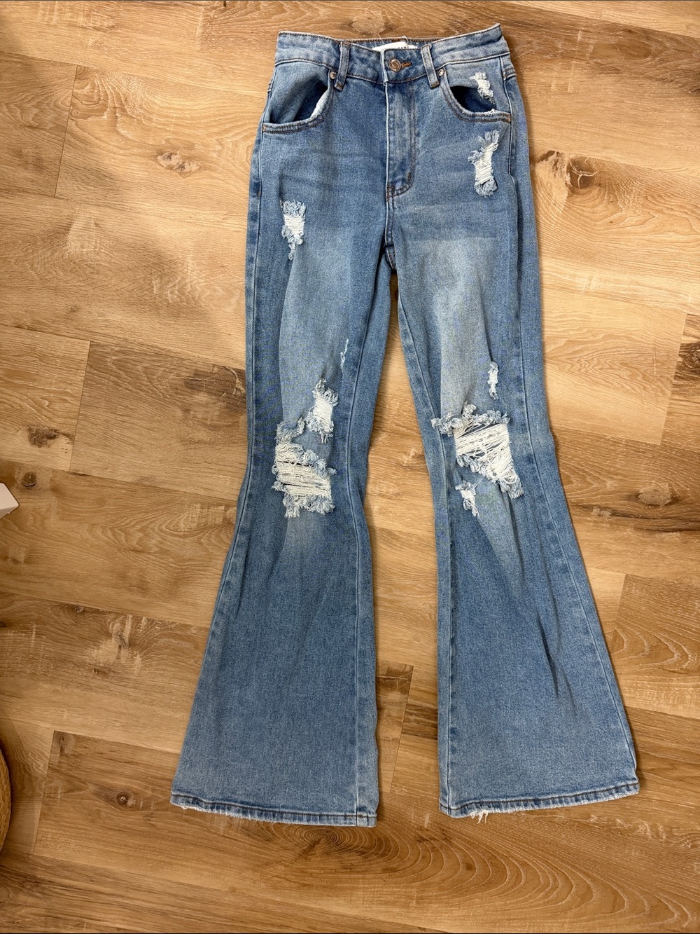 Almost Famous Distressed Medium Blue Flare Jeans